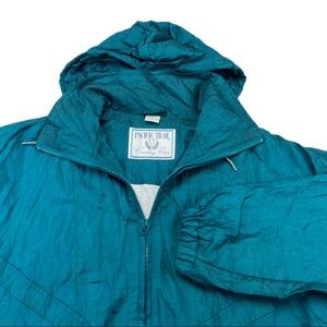 Vtg Pacific Trail Country Club Womens Medium Windbreaker Jacket Teal Preppy 90s